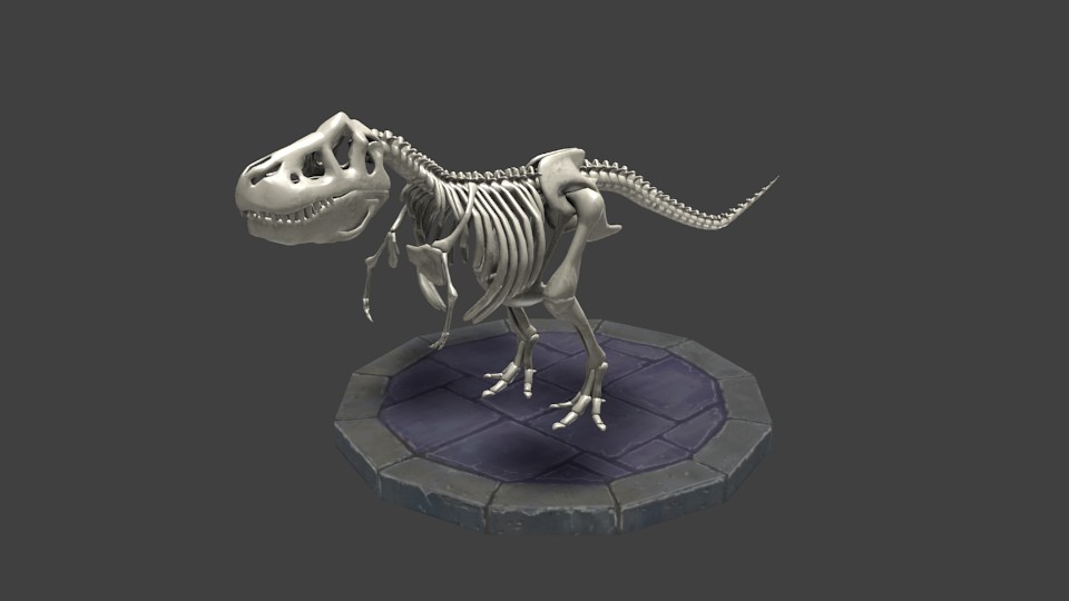 T-Rex skeleton rigged and animated preview image 1